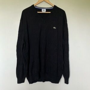 Lacoste Black V-Neck Sweater Classic Style Size 8